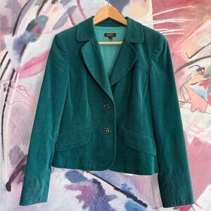 TESORI Velvet Teal Blazer jeweled buttons
